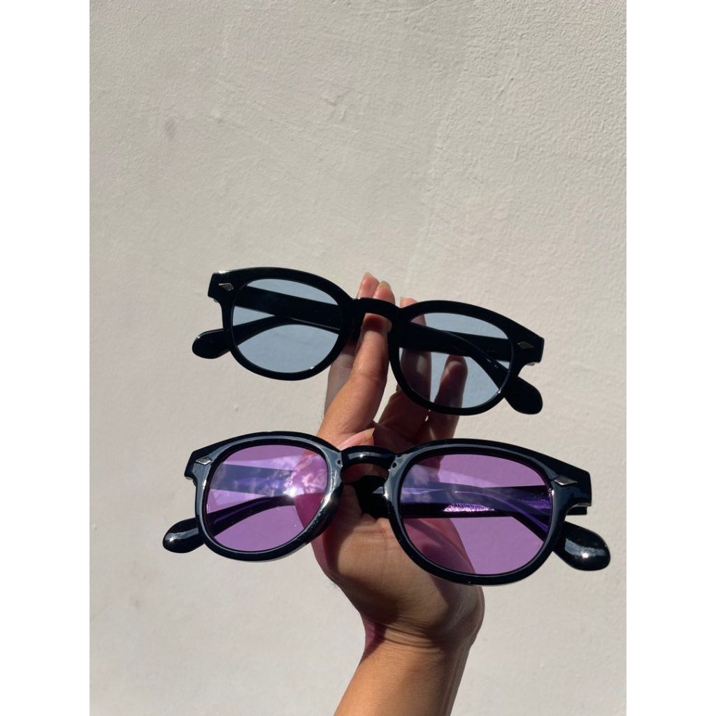 Kacamata bulat ungu biru johnny depp purple blue sunglasses round small