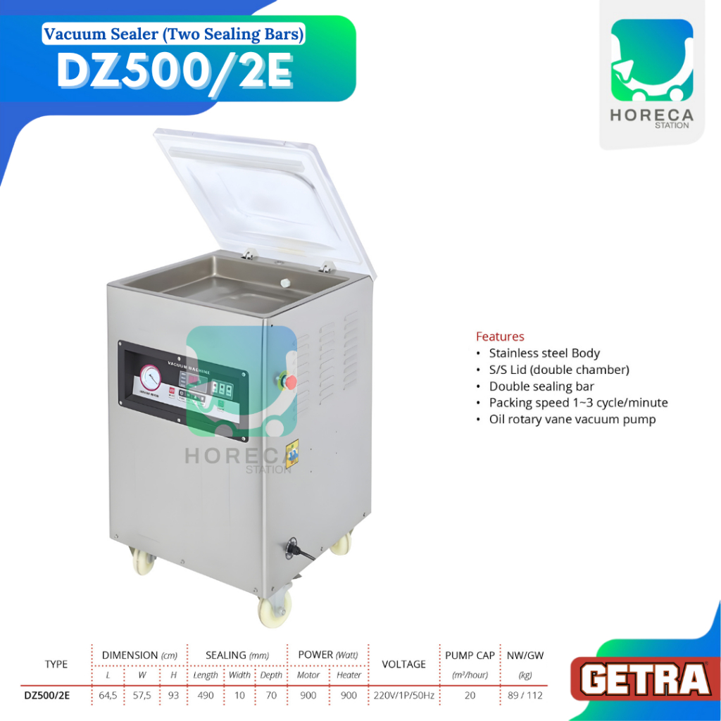 GETRA Portable Vacuum Packaging Free Standing DZ500/2E / DZ500 2E / DZ5002E