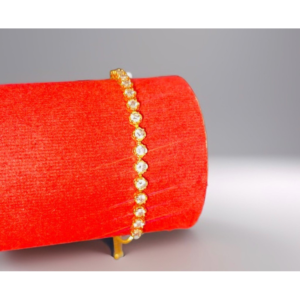 Gelang Emas Asli 16K/700 Mata serut Berat 4,55 gram Model Simple Dan elegant -Bisa dijual kembali -K