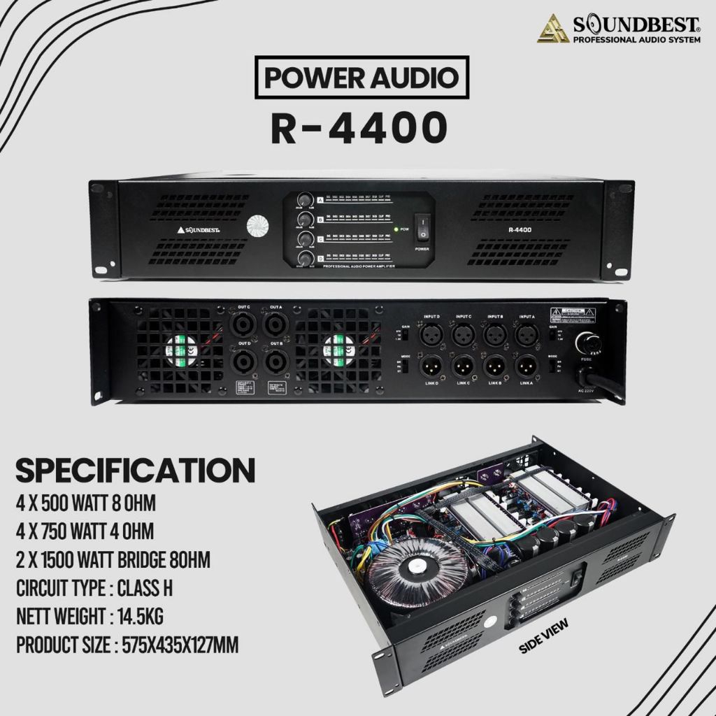 Power Soundbest R 4400 Original Amplifier 4 Channel Class H