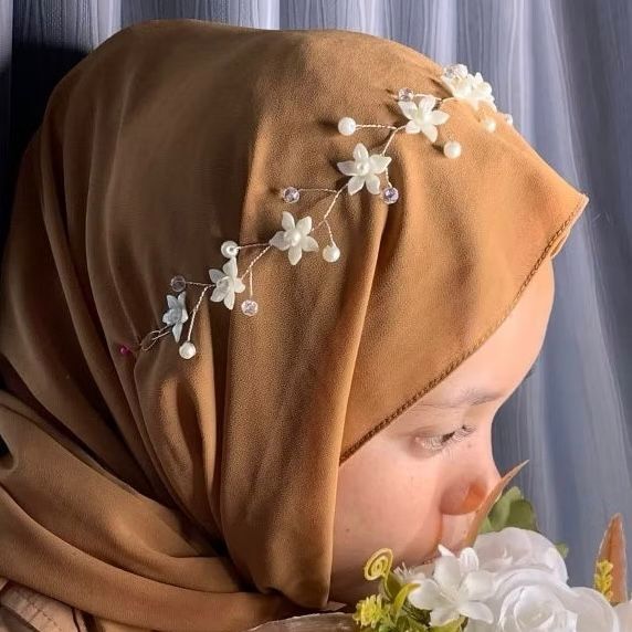 [LILY] Aksesoris Kepala Hijab Bridesmaid Mahkota Bunga Mutiara