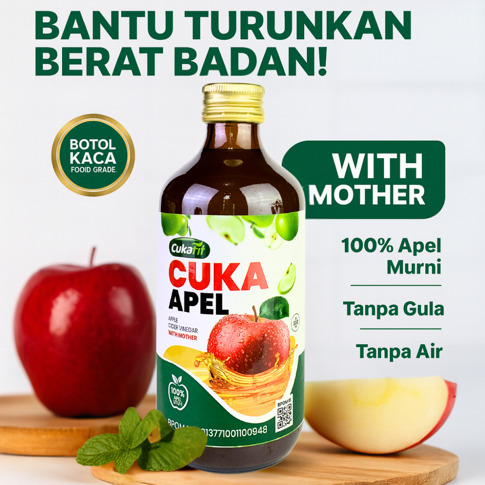 

Cuka Apel Cukafit With Mother 100% Murni | Cuka Apel Organik Diet Detox Kolesterol Botol Kaca BPOM