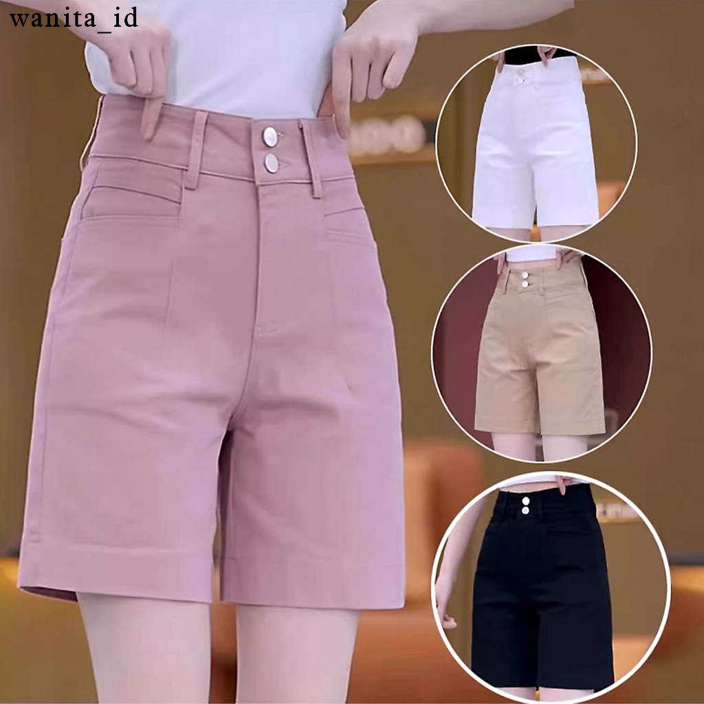 Celana pendek wanita celana selutut celana longgar korea style Casual