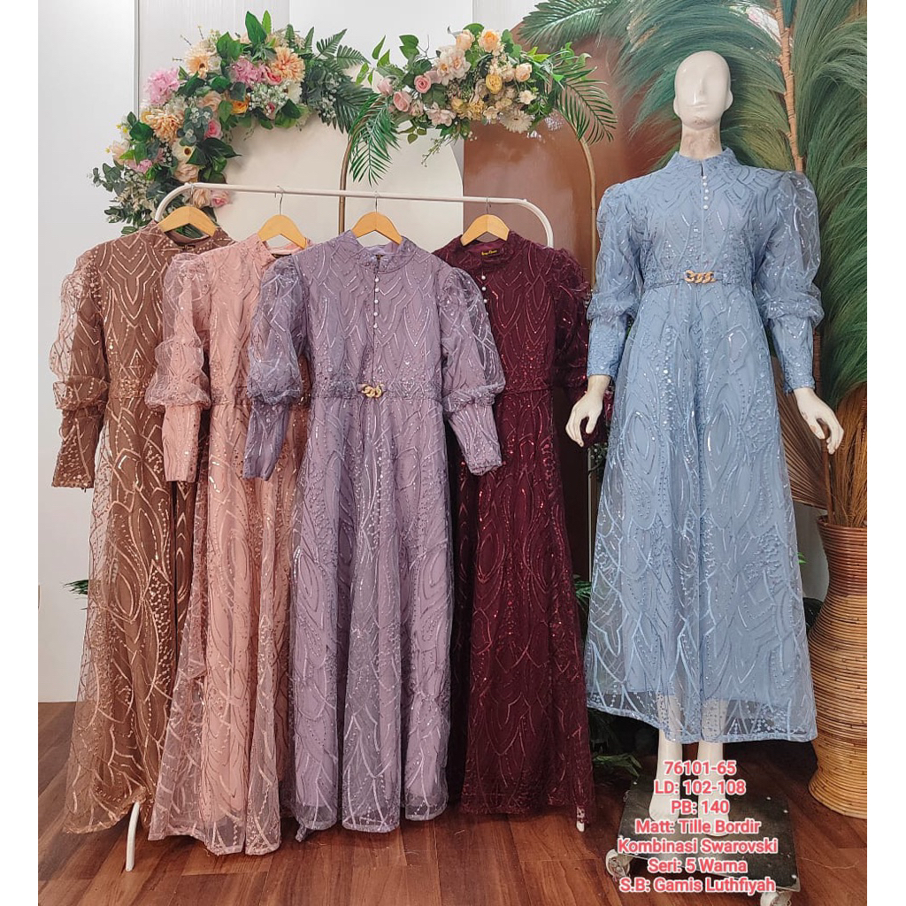 gamis brukat calya tile payet