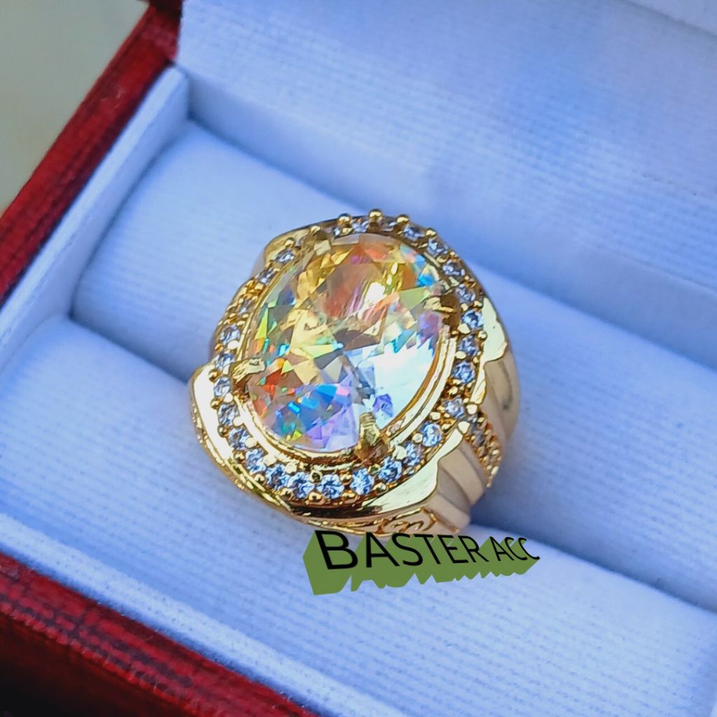 CINCIN BATU  KALIMAYA INDIA PELANGI OVAL CUTTING MEWAH