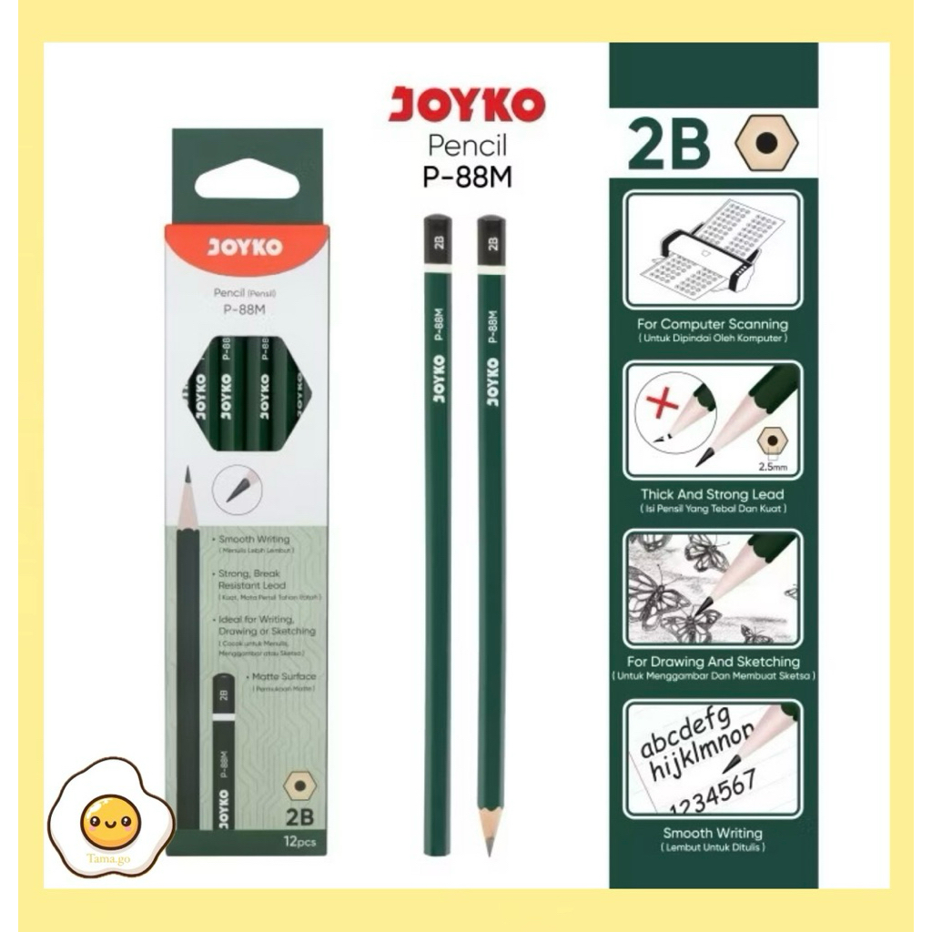 

Pensil Pencil Joyko P-88M 2B / P- 88M Pencil 2B warna Hijau Tua / Sketch Drawing P-88M P88M Joyko (Satuan)