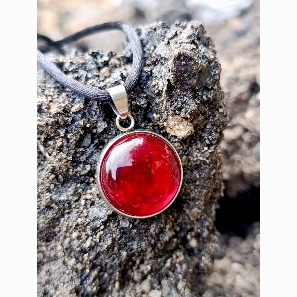 liontin batu akik delima merah siem bulat termurah