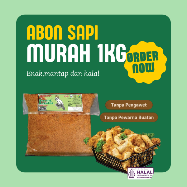 

Abon Sapi kiloan TerMurah Enak kemasan 1kg cap burung kakaktua abon boyolali