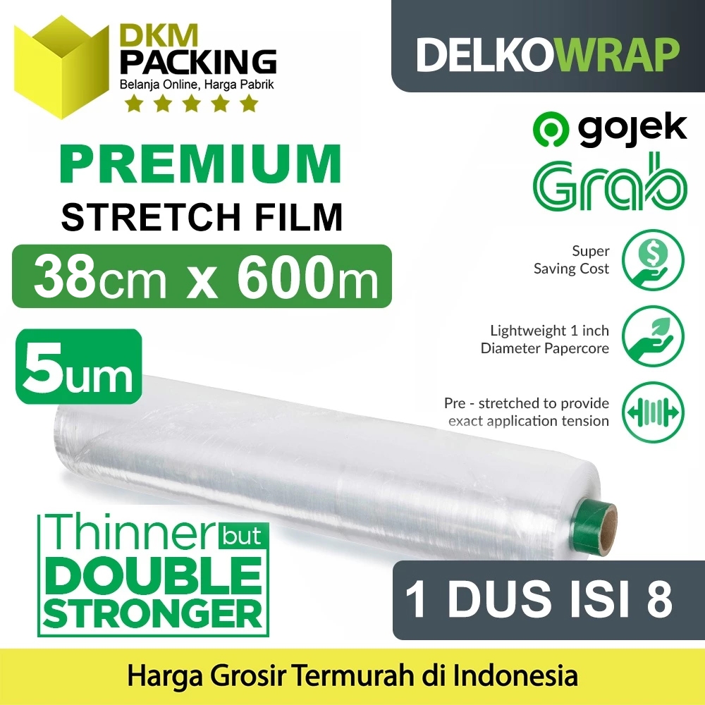 

Plastik Wrapping BOLT 38x600m Stretch FIlm Wraping DELKOWRAP / DUS OJOL