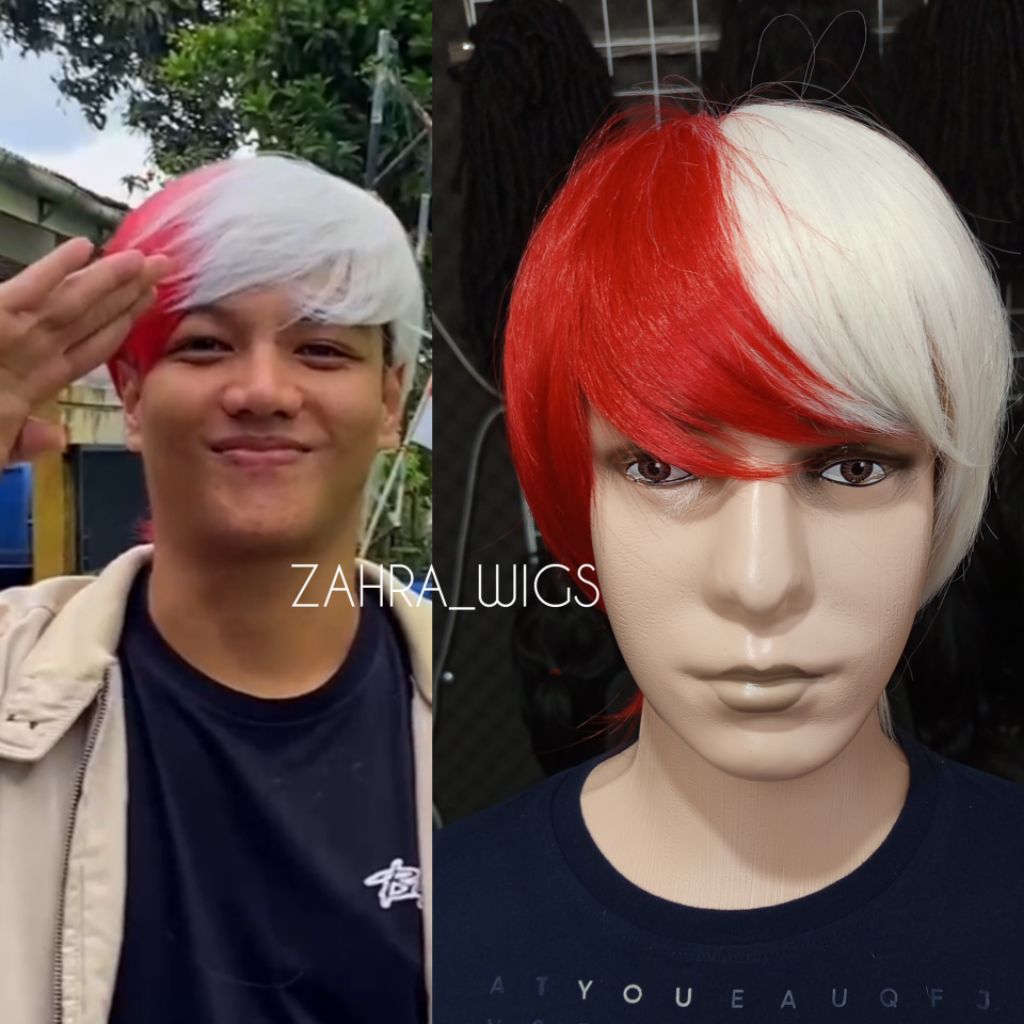 WIG PRIA RAMBUT PENDEK PONI MODEL WIG MERAH PUTIH EDISI WIG KEMERDEKAAN