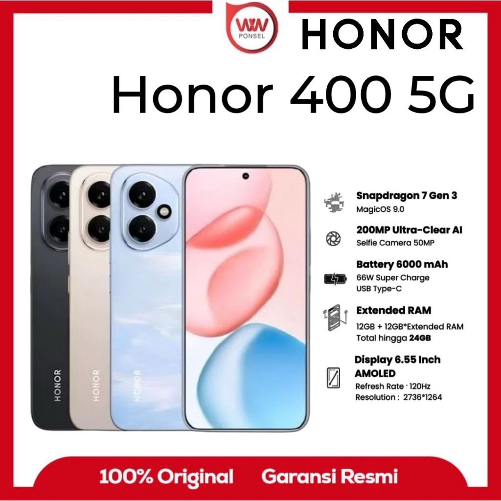 Hp Honor 400 5G Ram 12GB Internal 512GB Garansi Resmi