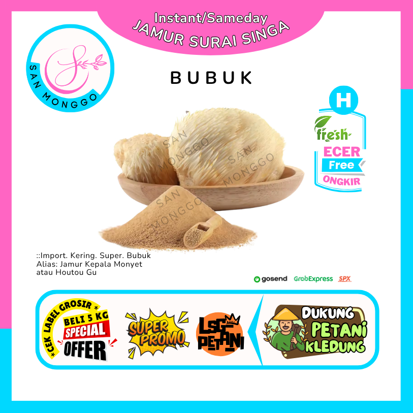 

Sanmonggoo >> Jamur Surai Singa Bubuk -- Hasil Bumi Sindoro Sumbing Ecer (H)