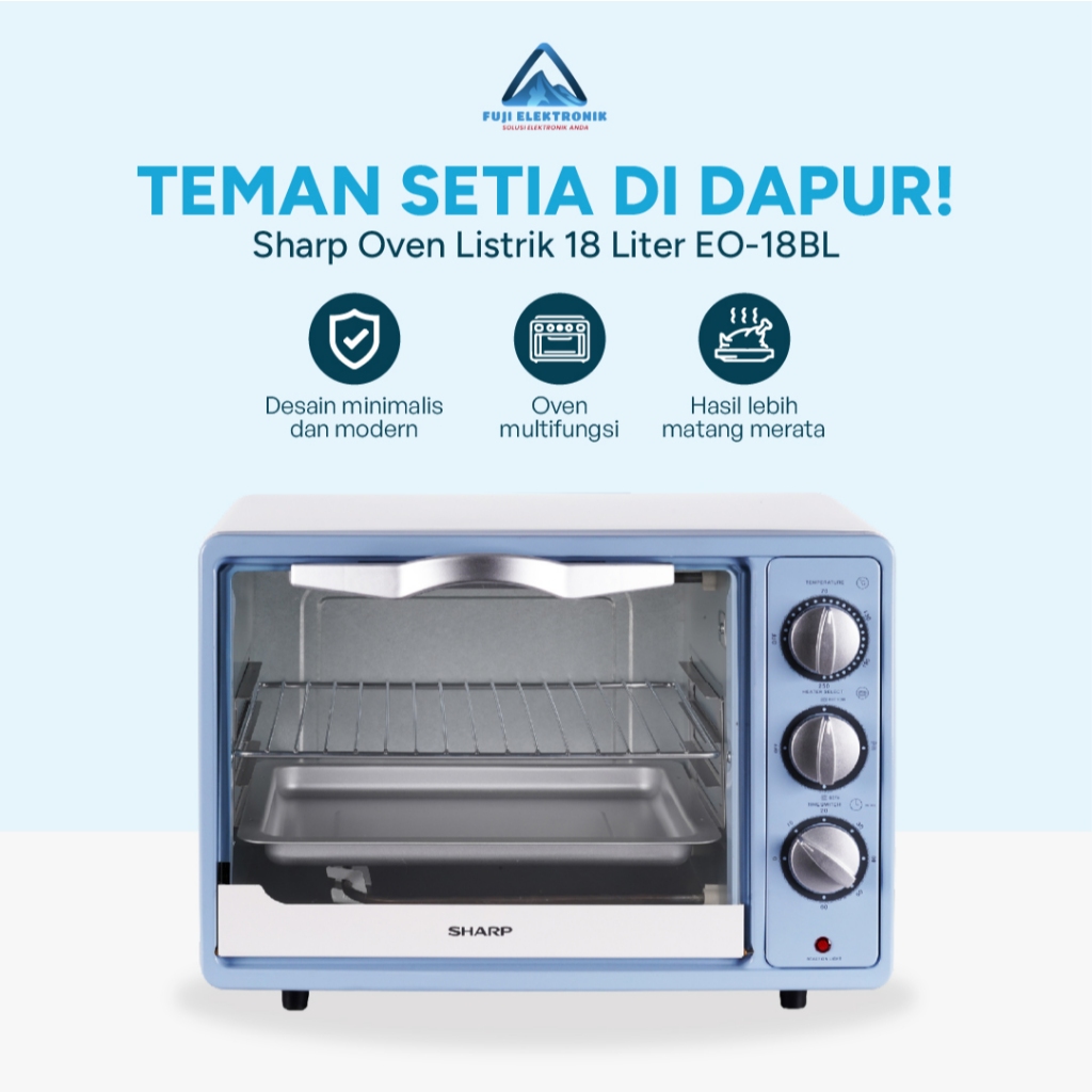Sharp EO-18BL Oven Listrik 18L 1200 Watt Panggang Roti Kue Ayam Auto Off Timer Otomatis