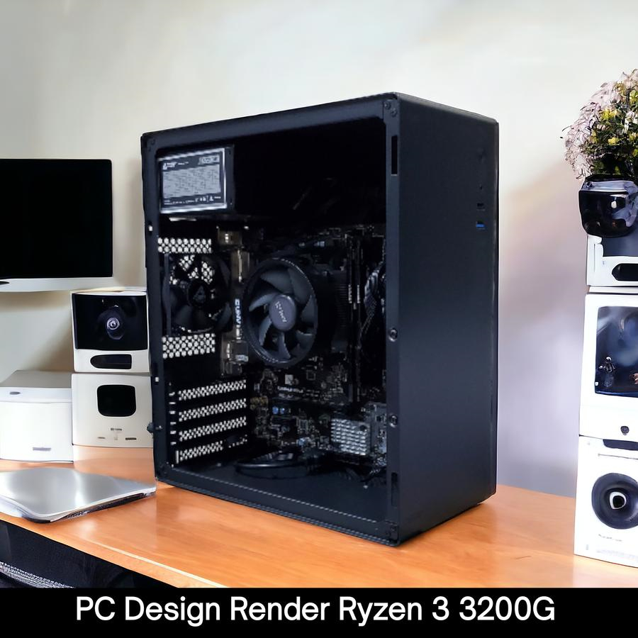 PC Rakitan | PC Gaming Design Render Ryzen 3 3200G - 16GB - SSD 256GB NVME - Fullset With Monitor