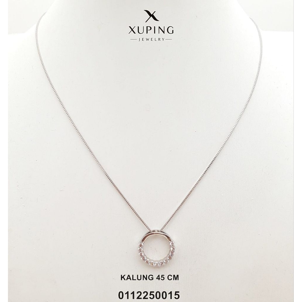 kalung wanita emas putih panjang 45cm model cincin permata