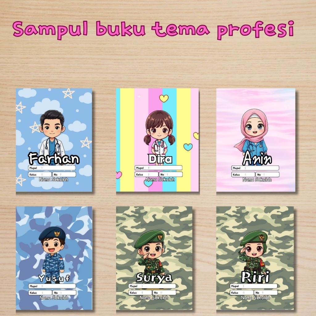 

[BISA CUSTOM NAMA] Sampul Buku Anak Tema Profesi Lucu - Isi 5pcs | Dokter, Polisi, Pilot, Guru, Pemadam