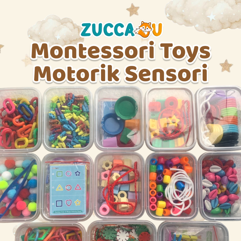 Zuccaqu Montessori Toys Motorik Sensori - Lacing Geo Bright | Sorting Color Counting Beads