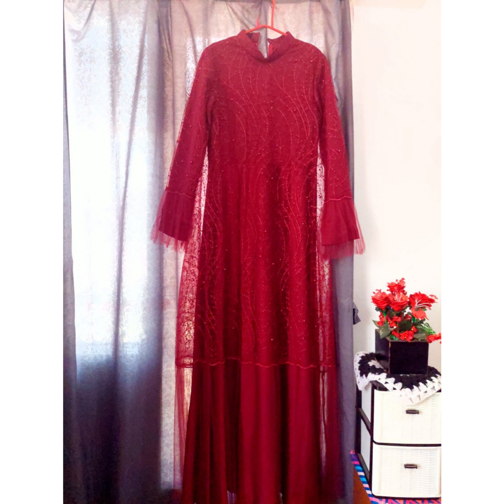 Preloved Dress/Gaun/Gamis Brokat Wisuda/Perpisahan/Kondangan
