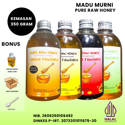 

Madu Murni Asli Nektar Multiflora Randu Akasia Mangga 350gram Bersertifikat Resmi P-IRT