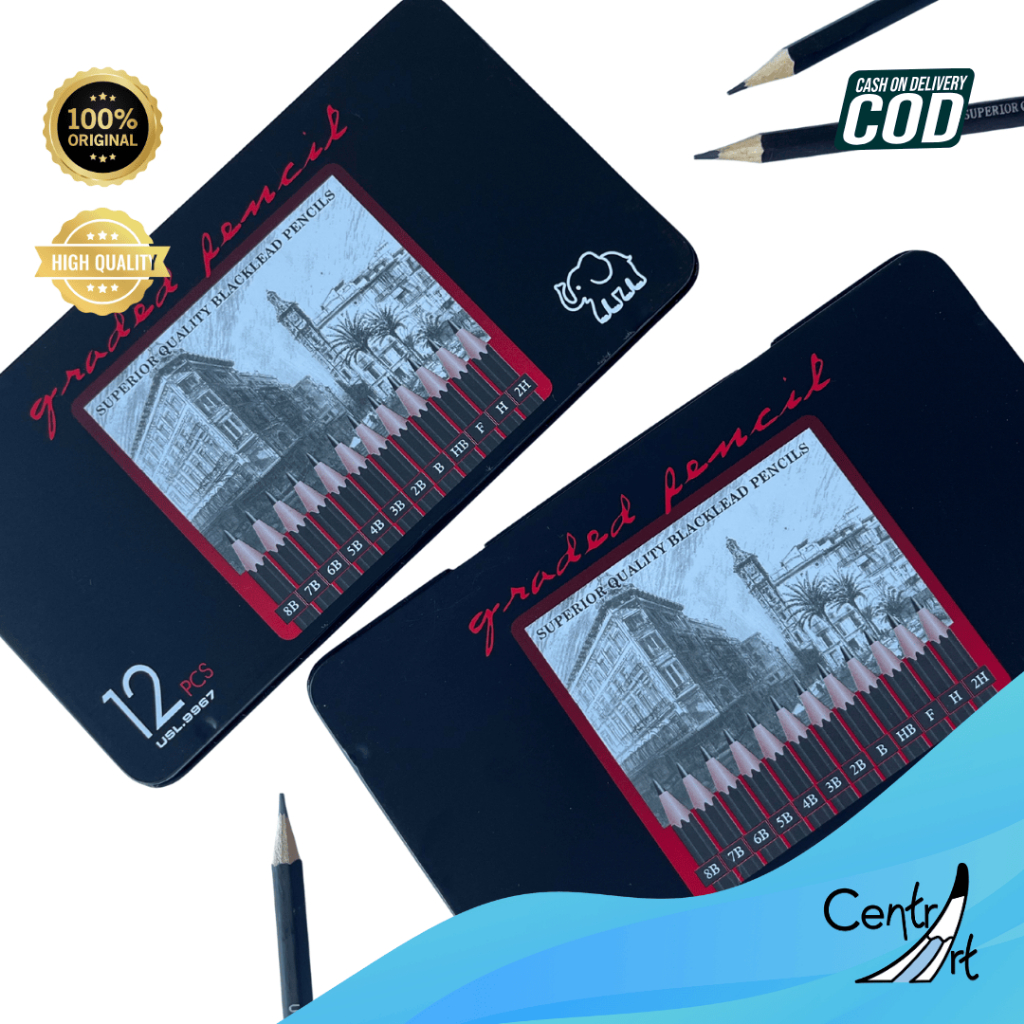 

Pensil Gambar Sketsa Profesional isi 12 2H-8B Uslon graded pencil