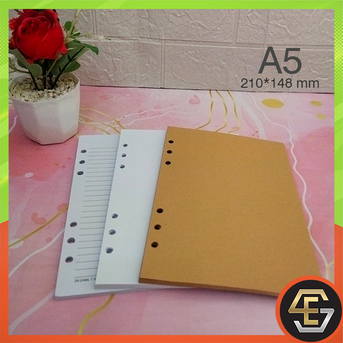 

50 Lembar Refill Buku Binder Ring 6 Loose Leaf Ukuran A5