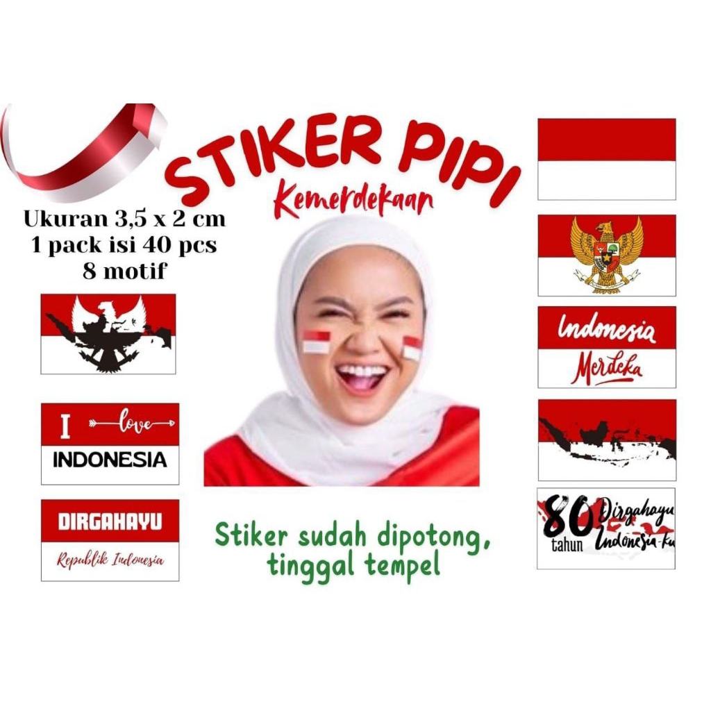 

Stiker pipi ukuran 2x3 cm isi 40pcs kemerdekaan RI