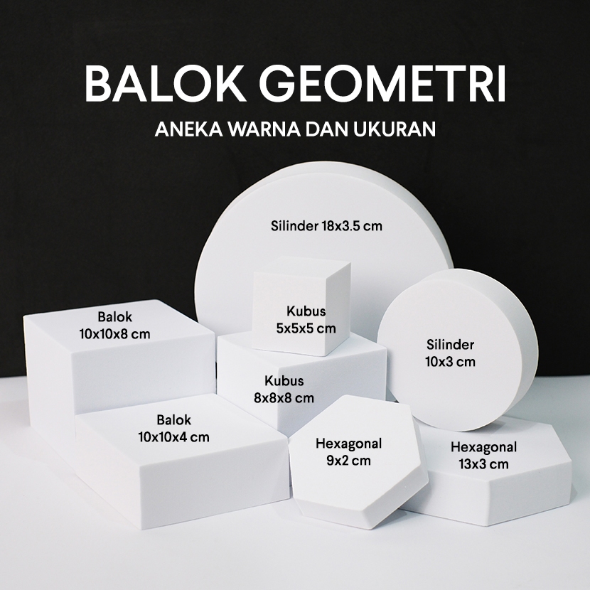 Properti Foto Geometri Kubus Balok Hexagon Silinder
