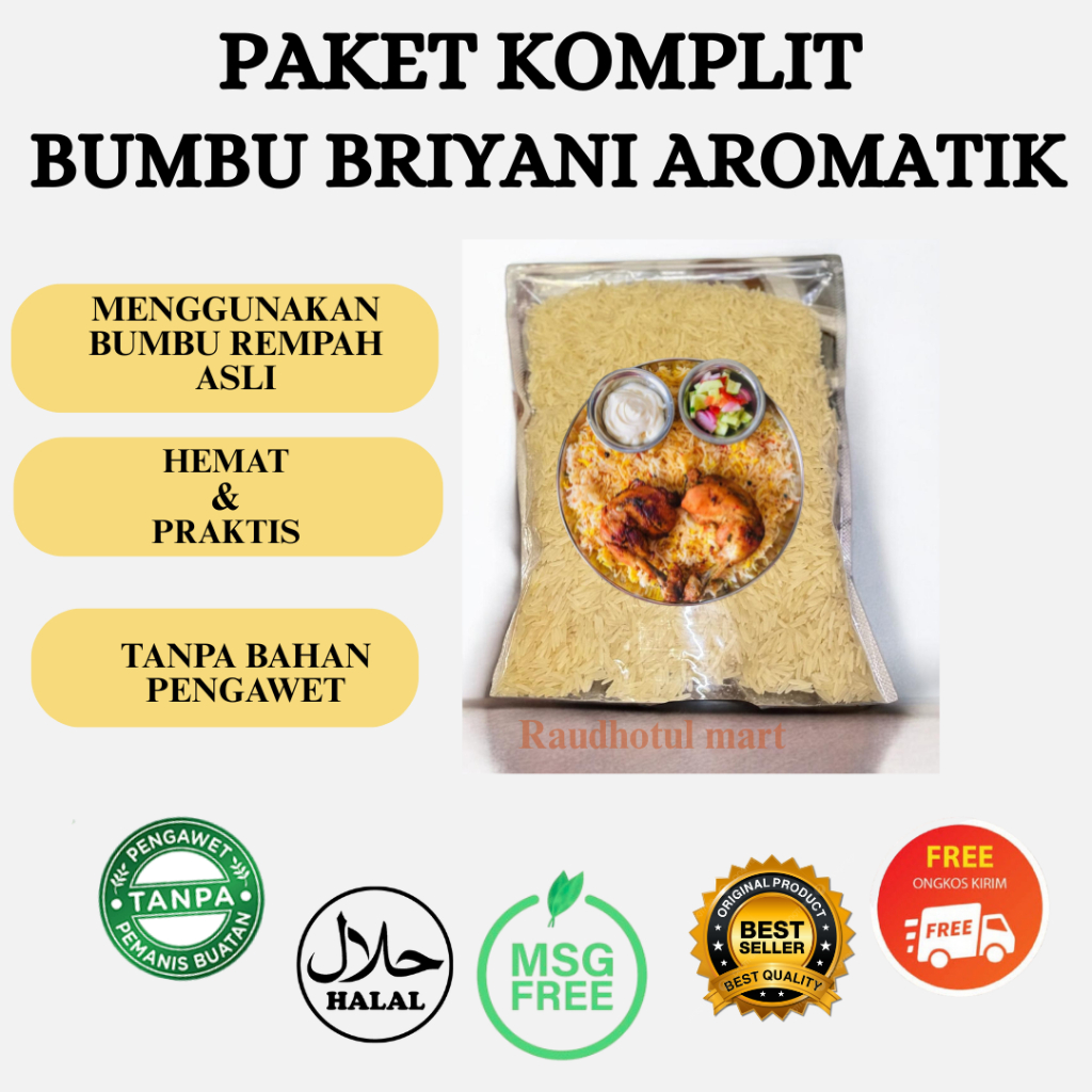 

Beras Basmati 1Kilo Gratis Bumbu Rempah Briyani Kering Aromatik