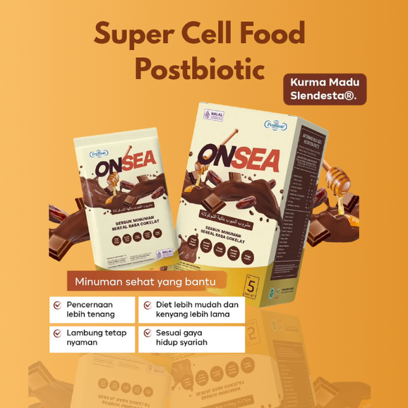 

ONSEA Super Cell Food Tinggi Serat & Protein Postbiotic Slendesta Rasa Kurma Madu
