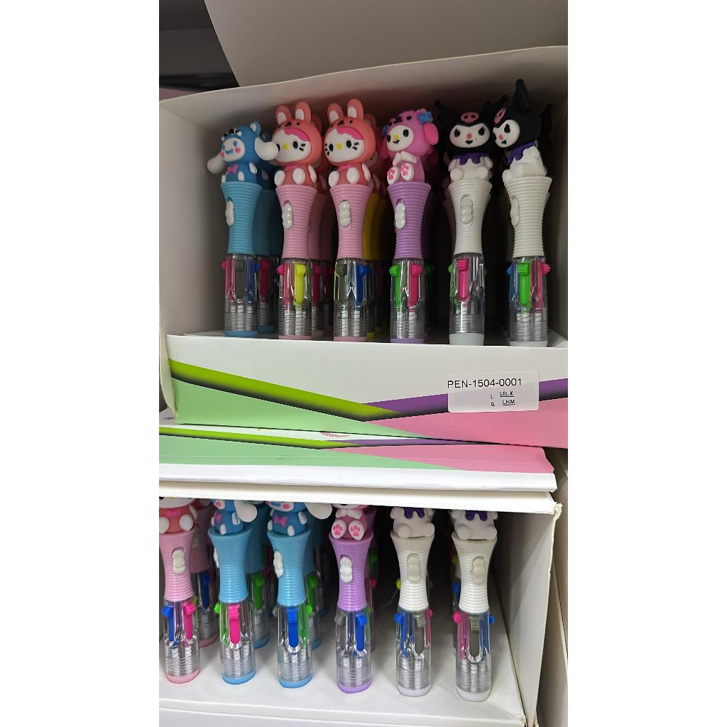 

[3Sisters] Pulpen lampu LED 4 warna karakter sanrio kuromi my melody pompompurin cinnamoroll (1box 36 pcs)