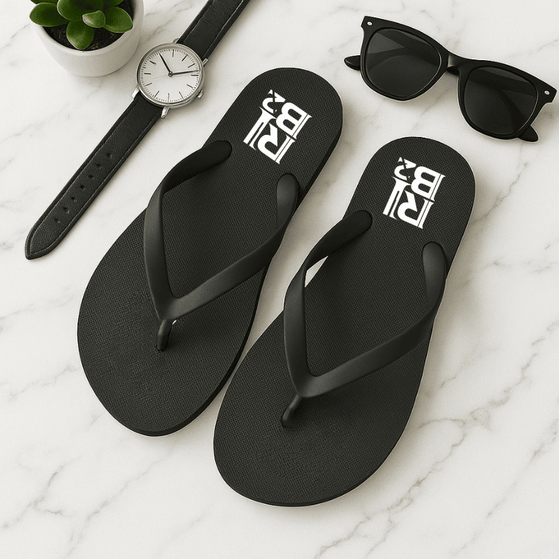 Sandal Jepit Pria Kasual Kekinian Tali Hitam Putih