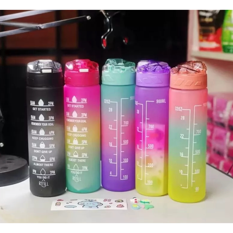 Botol Minum 1 liter pelangi/botol viral/botol Minum gradasi