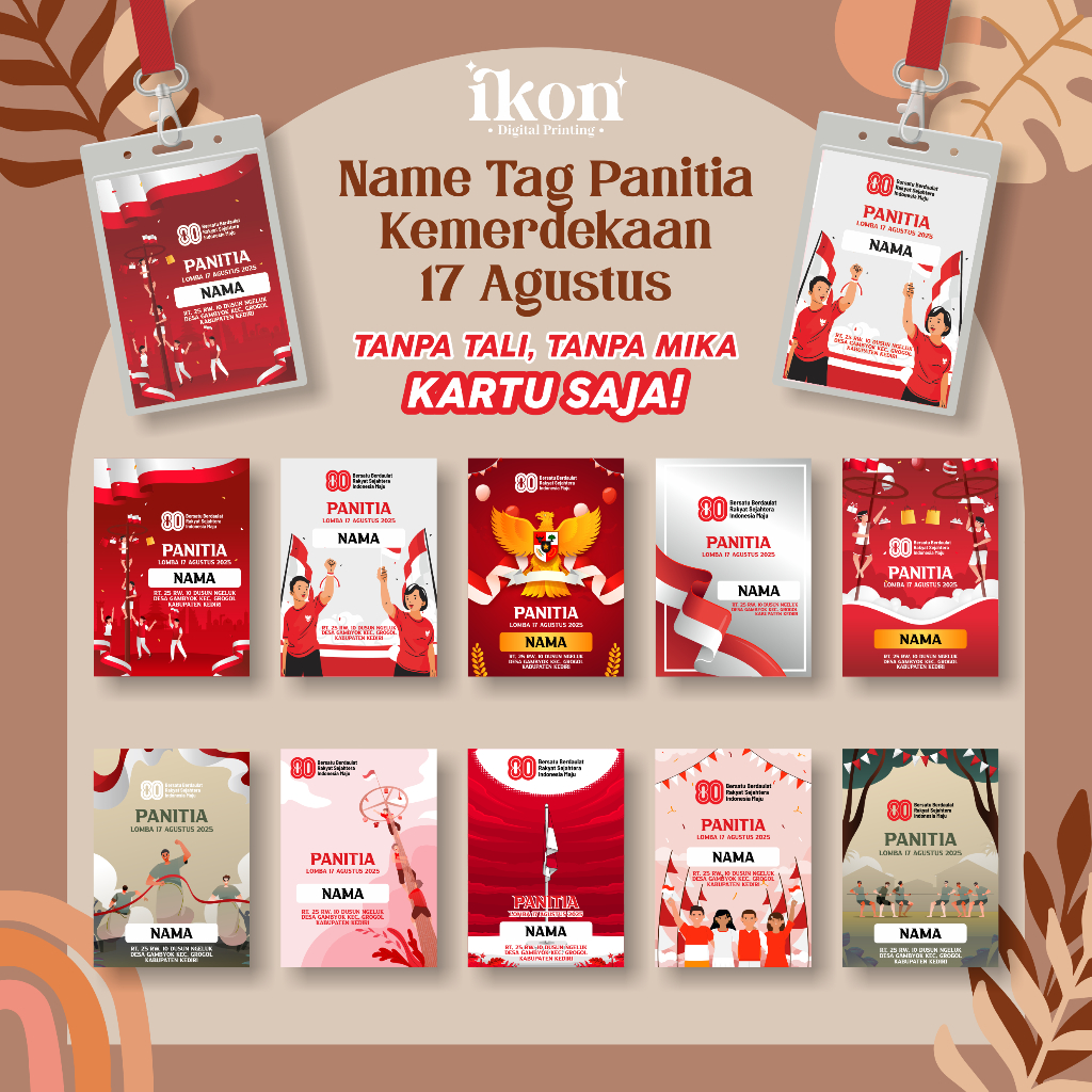 

(KARTU SAJA) NAME TAG PANITIA KEMERDEKAAN/ ID CARD/ PANITIA JALAN SANTAI 17 AGUSTUS REPUBLIK INDONESIA TERMURAH