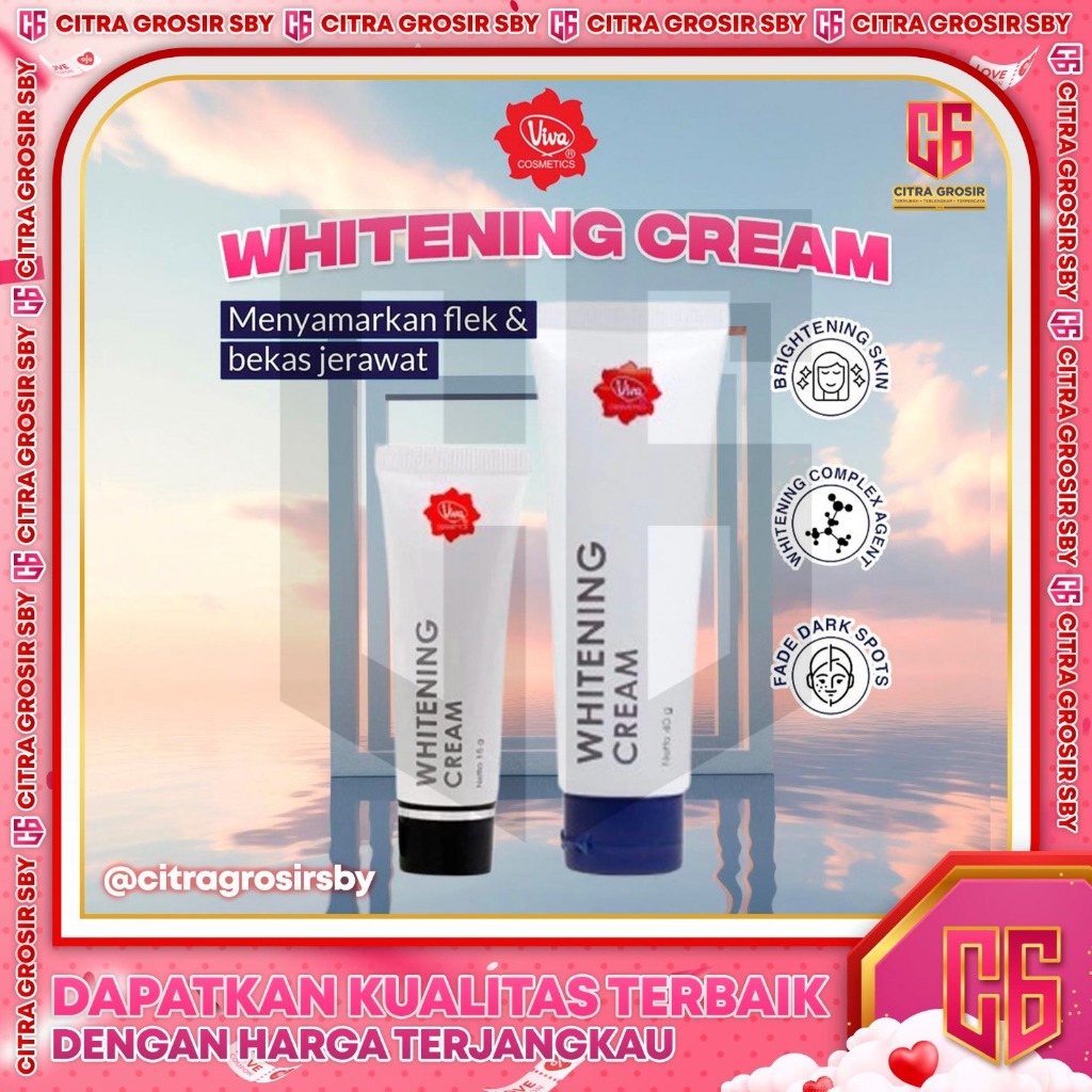 VIVA Whitening Cream 40gr || Krim Menyamarkan Bekas Jerawat || Krim Menghilangkan Flek Hitam