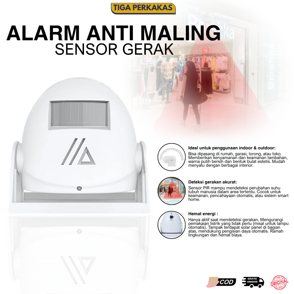 Bel Pintu Nirkabel Alarm Anti Maling, Toko Sensor Gerak Inframerah Bel Pintu