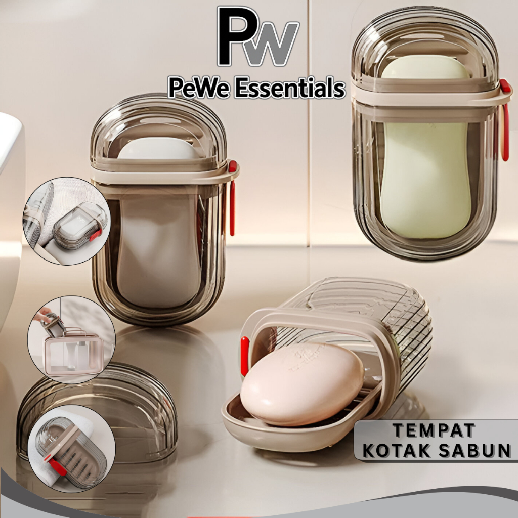 PW - Tempat Sabun Batang Travel | Kotak Sabun Transparan Portabel & Anti Tumpah