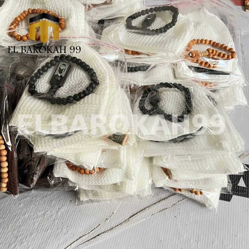 ELBAROKAH99 Hampers Maulid Nabi Oleh Oleh Haji/Umroh, Tahlil, Paket Peci Premium+Tasbih 33ButirPeci 