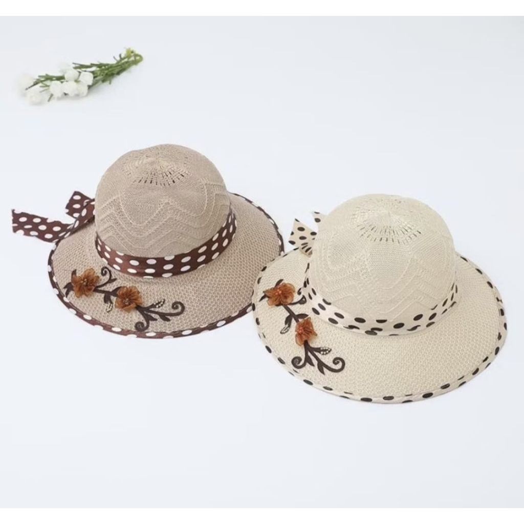 TOPI PANTAI PITA/TOPI PANTAI POLKADOT/TOPI PANTAI ANYAM