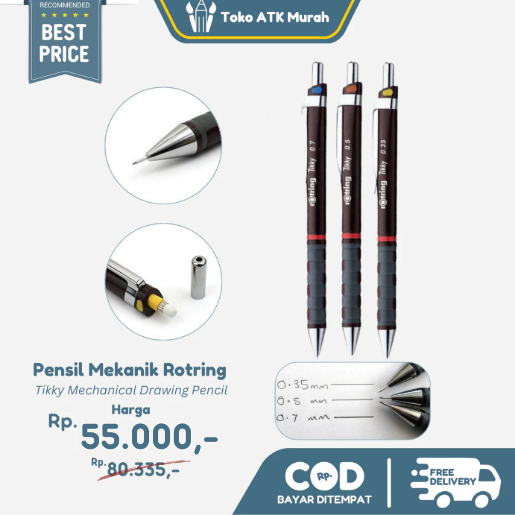 

Pensil Mekanik 0.35 / 0.5 / 0.7 mm Rotring Tikky - Mechanical Pencil Gambar Teknik Gamtek