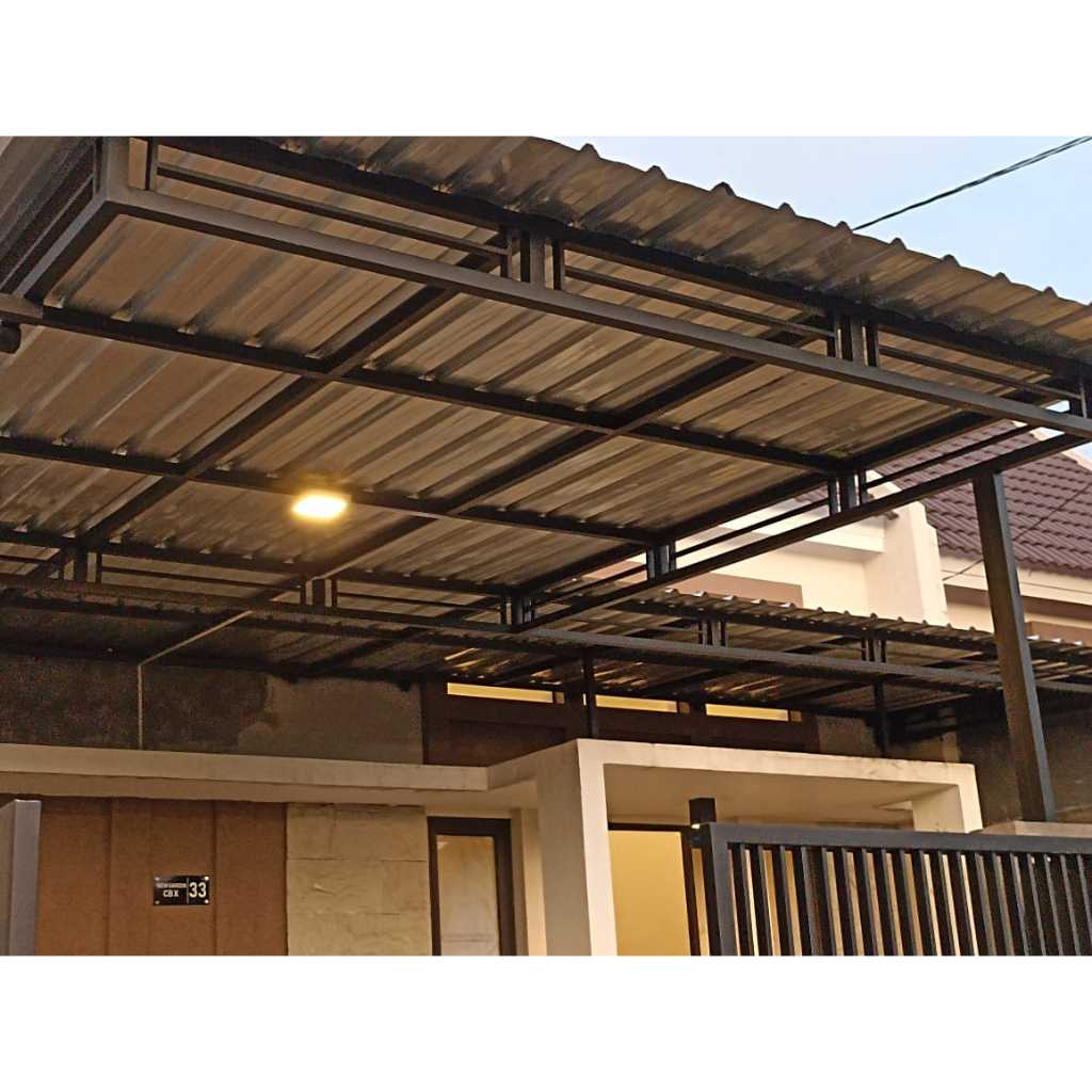 Kanopi rangka besi hollow atap spandek