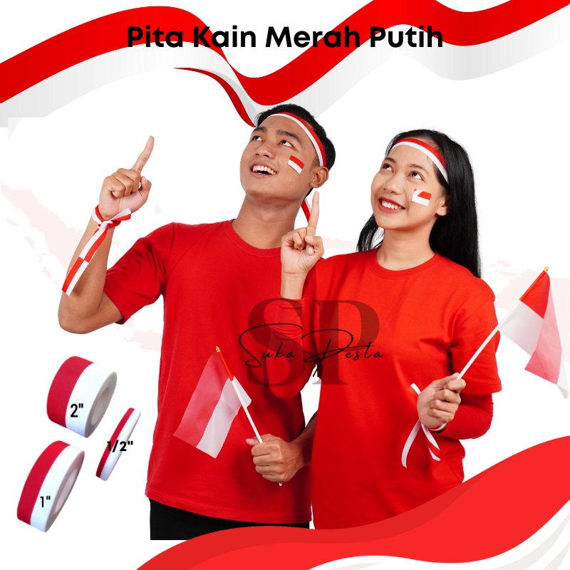 

SUKAPESTA - Pita 17 Agustus Merah Putih 1/2 inch 1 inch 2 inch 20 yard / Pita Kain Bendera Ikat Kepala