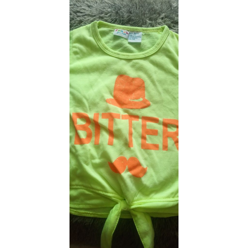 kaos anak lucu hijau stabilo