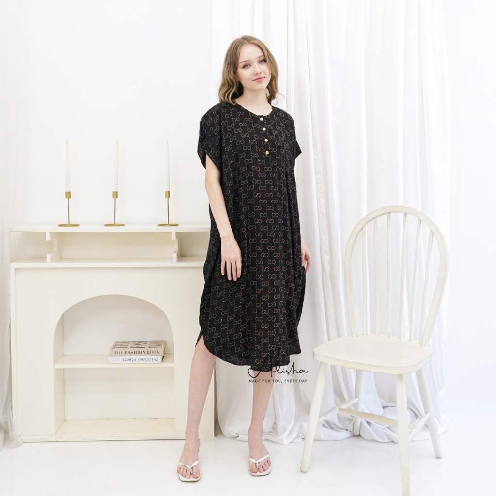 Alisha Daily Model Anna Daster Kaftan Baju Tidur Busui Bumil Kekinian Lengan Pendek