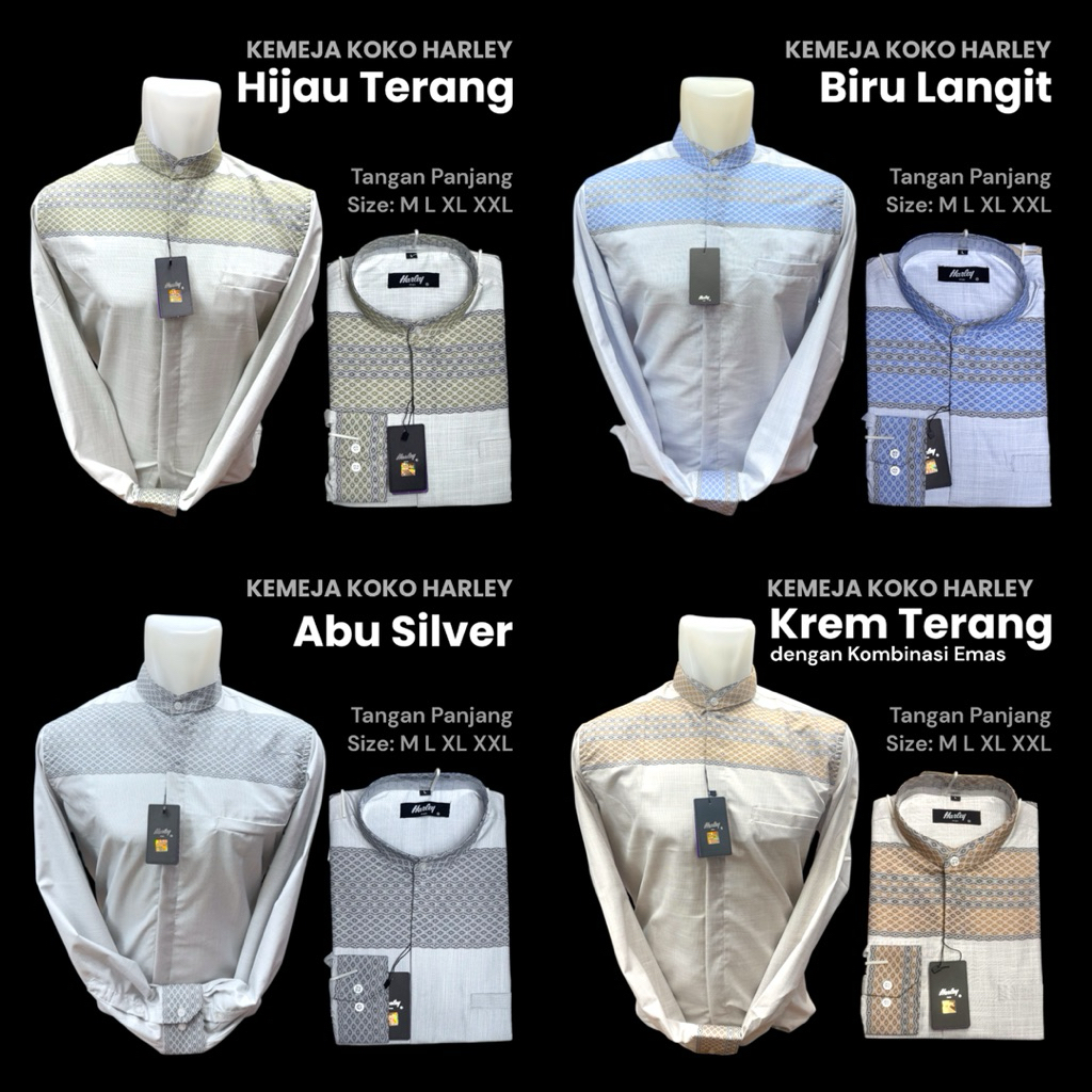 Kemko Harley Original Koko Pria – Kombinasi Warna Abu Silver Biru Hijau Krem