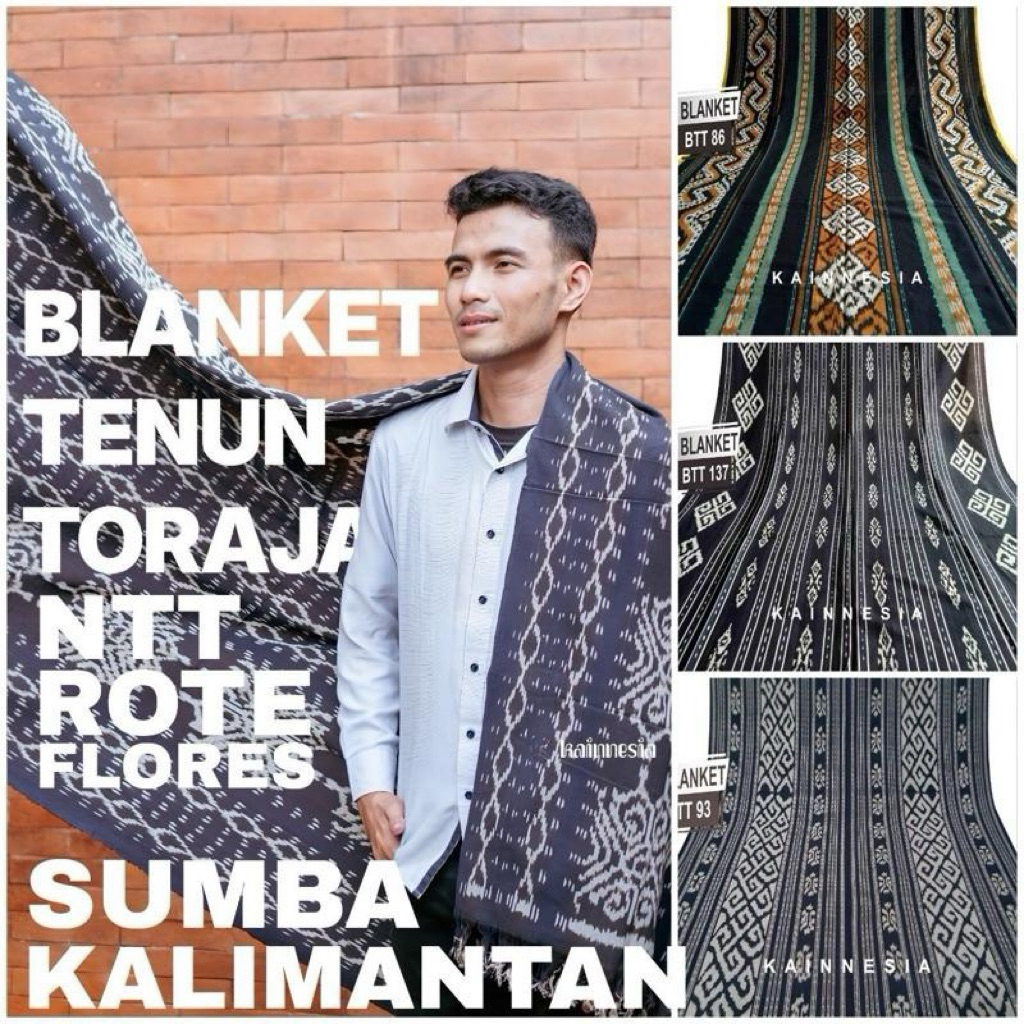 [READY STOK] Kain Tenun Blanket Halusan Motif Tenun NTT SUMBA TORAJA BALI KALIMANTAN PAPUA kain jahi