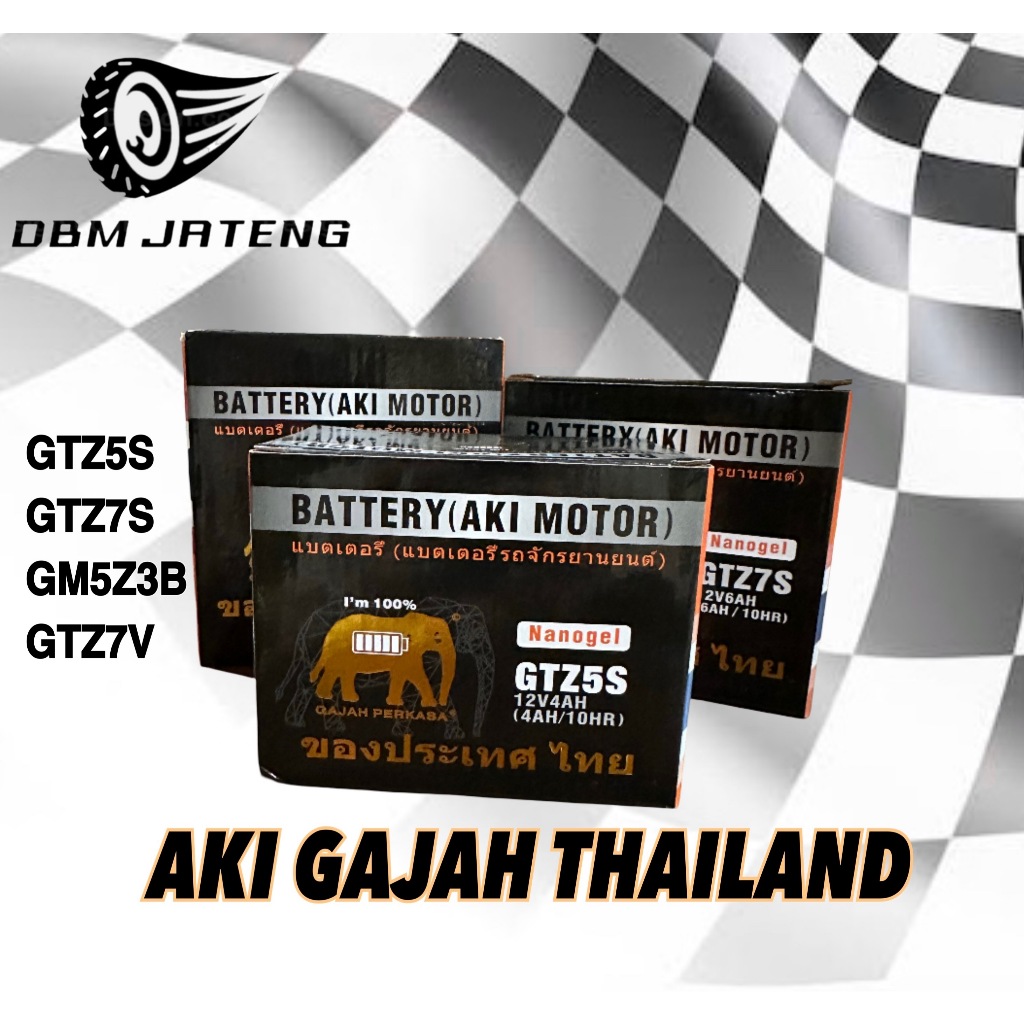 100% ORIGINAL & BARU AKI GAJAH ACCU THAILAND UKURAN TIPE GTZ5S GTZ7S GM5Z3B GTZ7V HARGA GROSIR AKI K