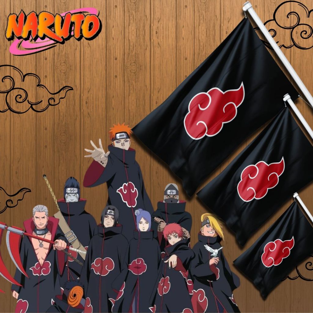 BENDERA AKATSUKI/ FLAG ANIME NARUTO/ AKATSUKI/ BISA COSTUM