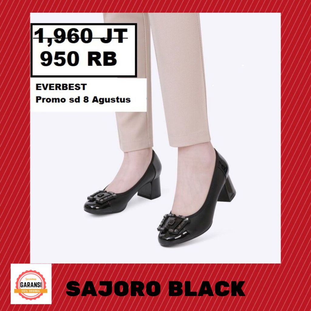 sepatu heels kerja wanita perempuan cewek cewek EVERBEST seri SAJORO SALE 100% ORIGINAL