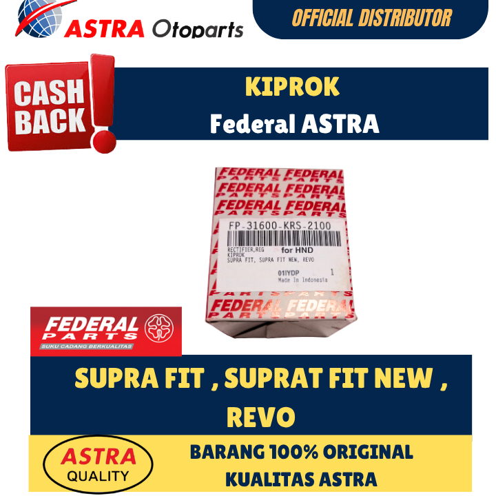 KIPROK (RECTIFIER, REG) FEDERAL FP-31600-KRS-2100 HONDA SUPRA, GRAND, GL 100 (CDI), GL PRO (CDI), GL