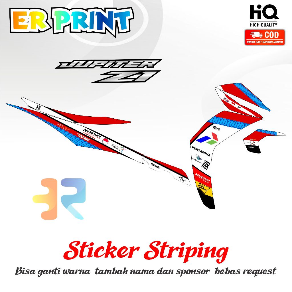 Striping Jupiter Z1 Sticker 1 Full Set Kanan Kiri Variasi  Desain Mandalika